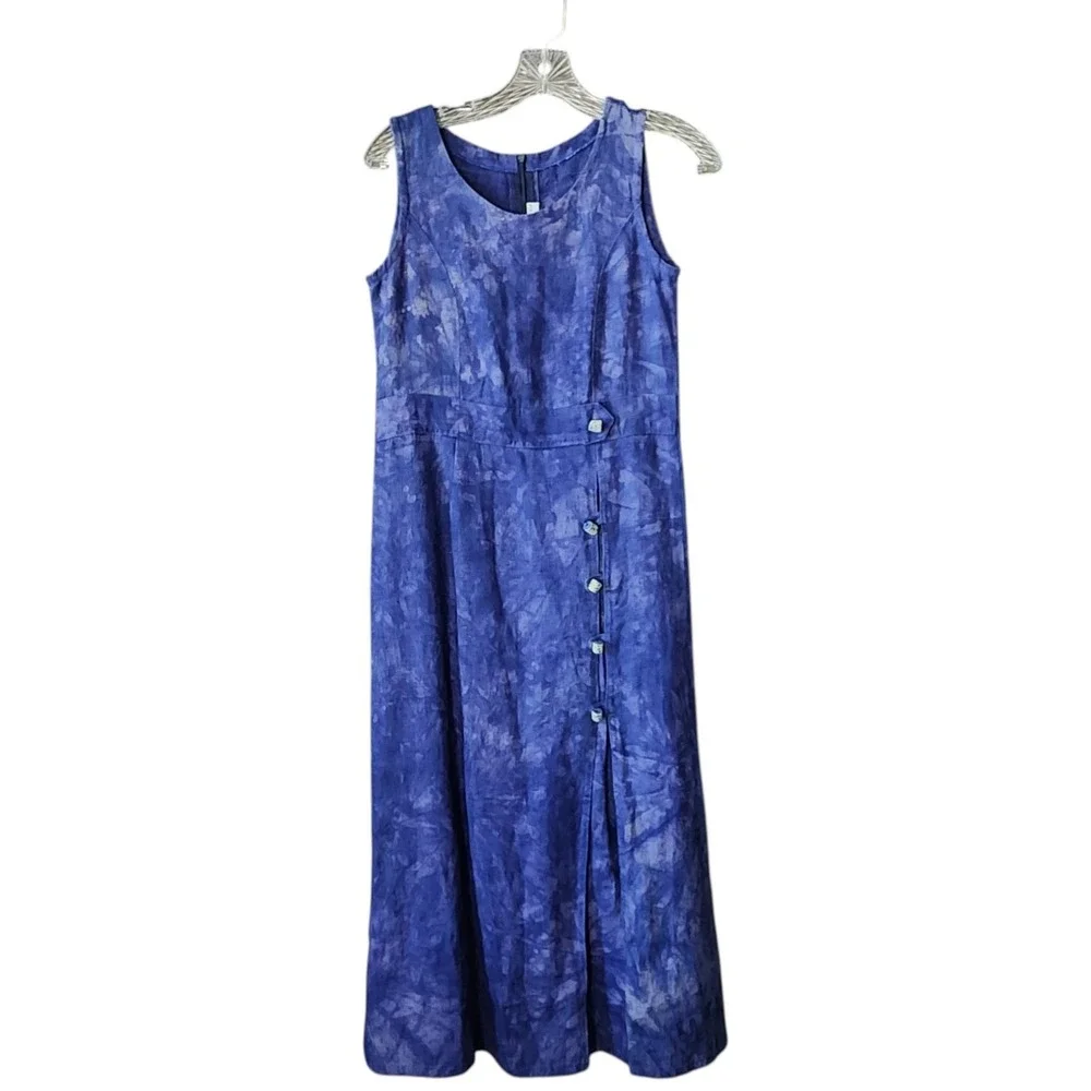 Women's Africa Dress Nigerian Dress Indigo Blue Cotton Linen Small Blue Diedye‎